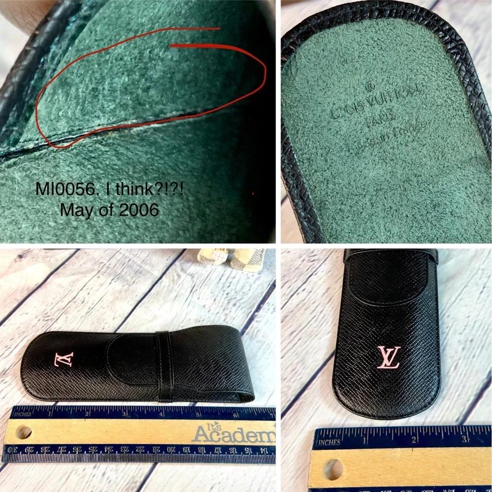 Louis Vuitton black Taiga leather pen pouch with bag charm! Custom painted - Picture 7 of 8